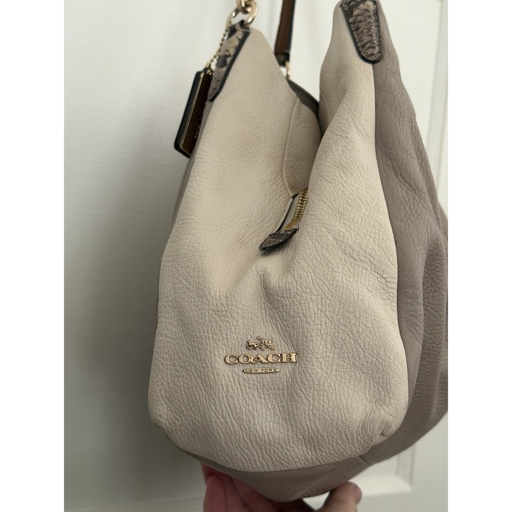 Coach Bag Madison Leather Phoebe Shoulder Bag Y2K Vintage Grey Pebble Snake Hobo - Picture 4 of 13